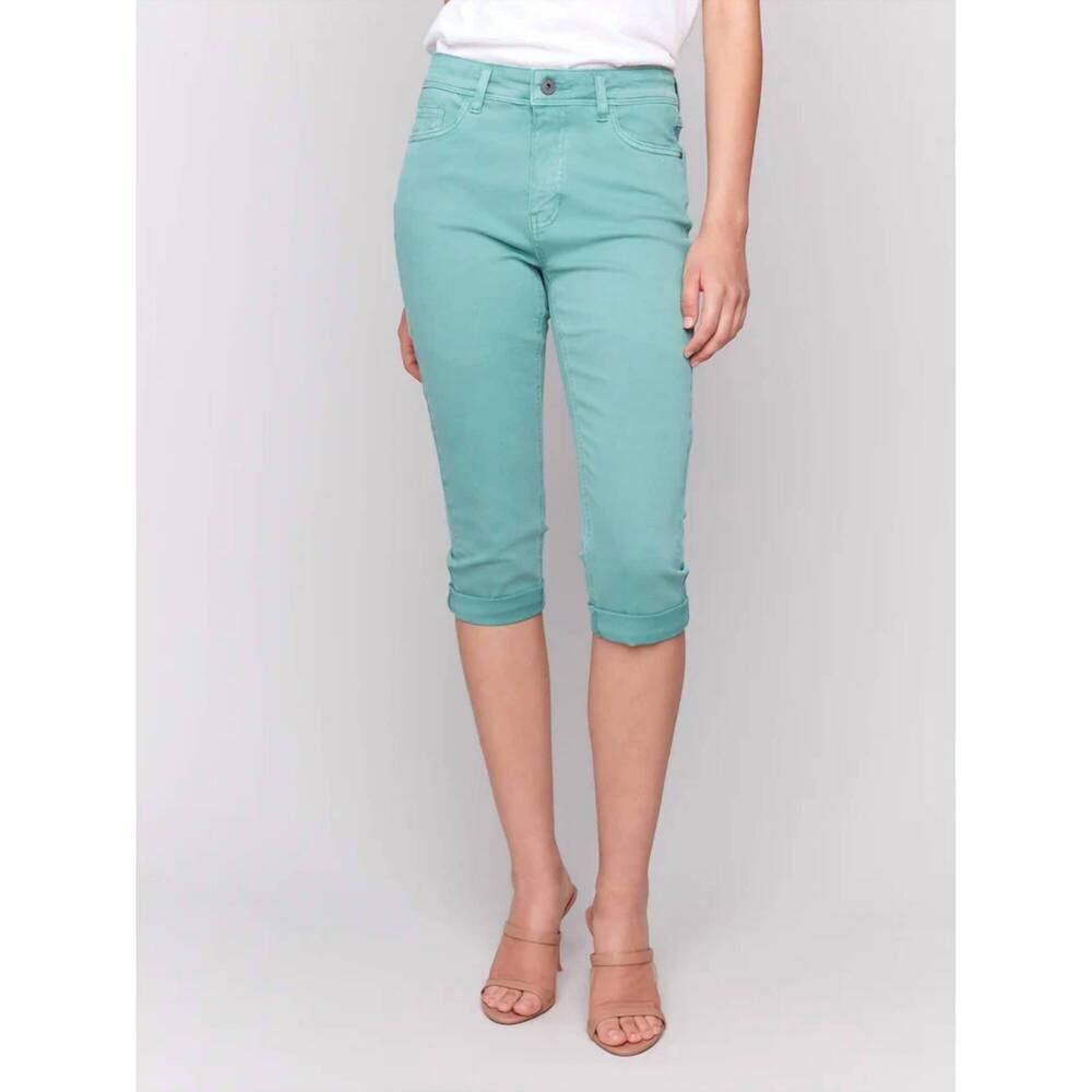 NEW CHARLIE B pedal pusher pant in green
